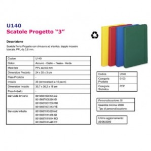 Cartella portaprogetti con elastico LEONARDI 24x35 cm dorso 3 cm verde U140VE_332126