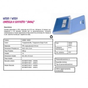 Cartella a soffietto LEONARDI 12 scomparti Leonardi PPL traslucido azzurro trasparente 33x23cm - 40330_079989