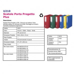 Scatola portaprogetti LEONARDI Plus PPL 25,5x35,5 cm - dorso 10 cm azzurro U210AZ_194829