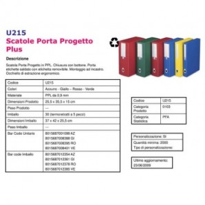 Scatola portaprogetti LEONARDI Plus PPL 25,5x35,5 cm - dorso 15 cm azzurro U215AZ_133584