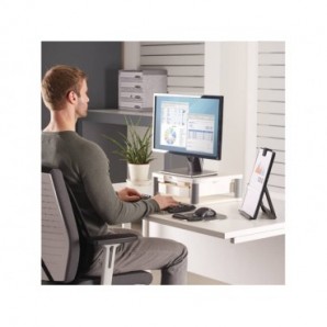 Supporto FELLOWES Premium Plus per monitor plastica riciclata grigio 34,3x33,3x6,4-16,5 cm - 91713_400335