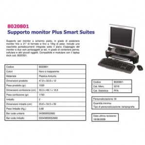 Supporto FELLOWES Smart Suites per monitor plus ABS grigio/nero 47,8x32,8cm 8020801_802439