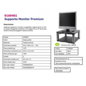 Supporto FELLOWES Premium per monitor plastica riciclata grafite 18x33x34 cm 9169401_705252