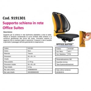 Supporto FELLOWES Office Suites™ per schiena tessuto in rete nero 50x45x16 cm 9191301_219318