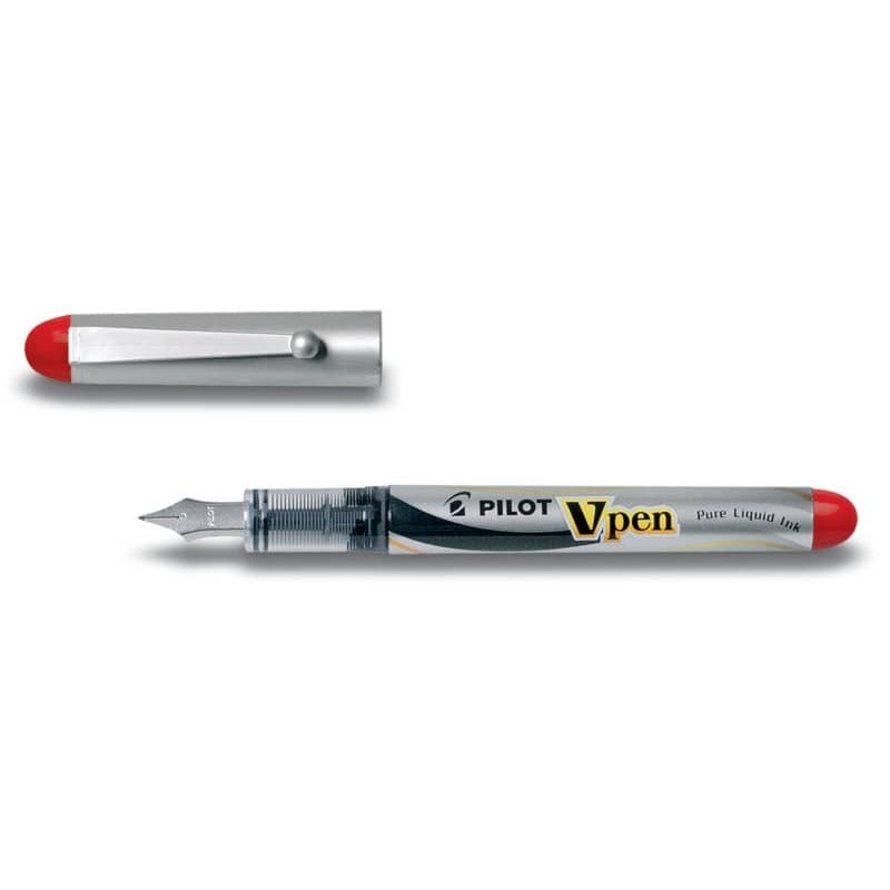 Penna stilografica usa e getta Pilot V-Pen Silver M rosso tratto 0,5 mm 007572_369451