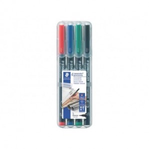 Penne a punta sintetica Staedtler Lumocolor permanent pen 313 s assortiti astuccio da 4 pezzi - 313 WP4_500046