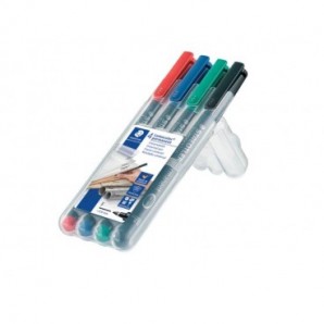 Penne a punta sintetica Staedtler Lumocolor permanent pen 318 F assortiti astuccio da 4 pezzi - 318 WP4_500186