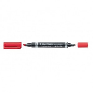 Marcatore doppia punta Staedtler Lumocolor permanent duo 348 0,6-1,5 mm rosso - 348-2_939364