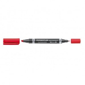 Marcatore doppia punta Staedtler Lumocolor permanent duo 348 0,6-1,5 mm rosso - 348-2_939364