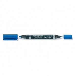 Marcatore doppia punta Staedtler Lumocolor permanent duo 348 0,6-1,5 mm blu - 348-3_939363