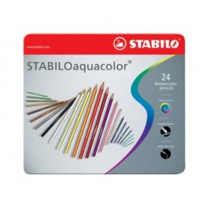 Matite colorate acquarellabili Stabilo aquacolor® scatole in metallo assortiti Conf. 24 pezzi - 1624-5_518401