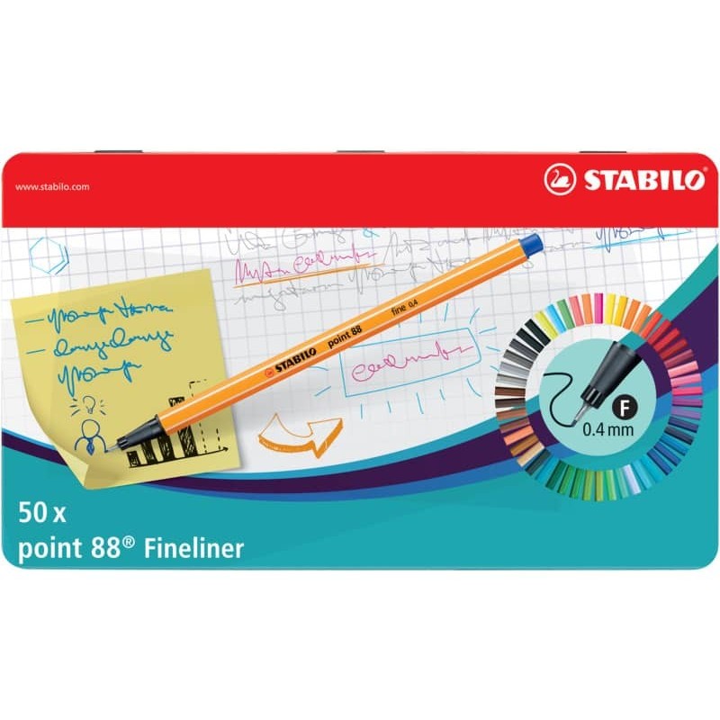 Fineliner Stabilo Point 88 0,4 mm assortiti scatola in metallo da 50 - 8850-6_939323