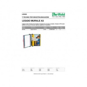 Leggio murale T-Technic Tarifold® con 10 buste in PVC A3 413109