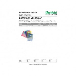 Buste con bottone Tarifold® con chiusura in velcro A7 conf. 6 pz. colori assortiti - 510219_164380