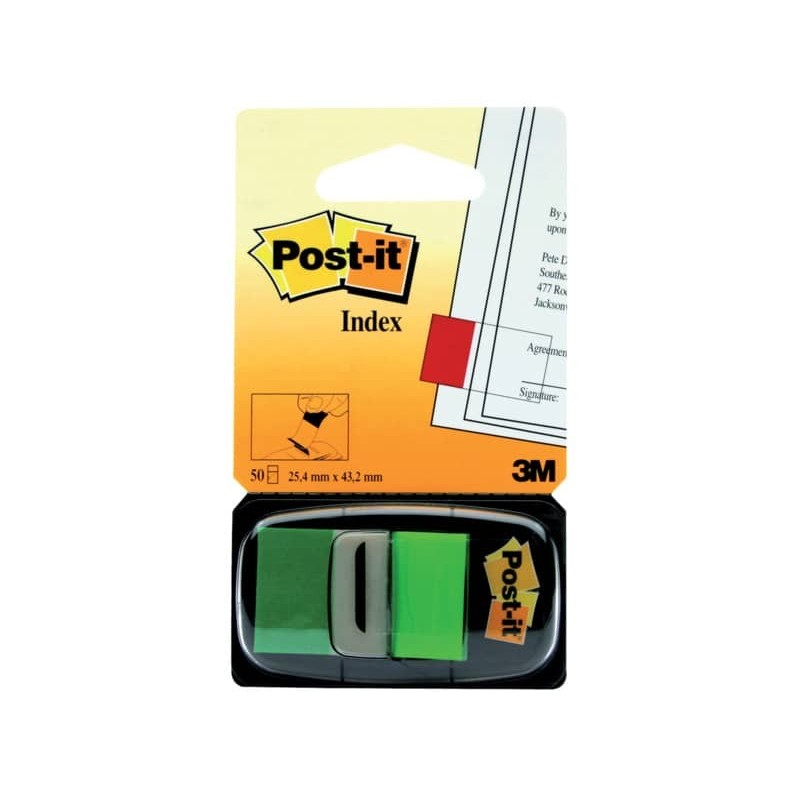 Segnapagina removibili Post-it® Index Medium con dispenser verde 50 segnapagina - 680-3_182422