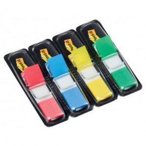 Segnapagina removibili Post-it® Index Mini con dispenser blu, giallo, verde, rosso 4 confezioni da 35 - 683-4_694287