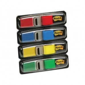 Segnapagina removibili Post-it® Index Mini con dispenser blu, giallo, verde, rosso 4 confezioni da 35 - 683-4_694287