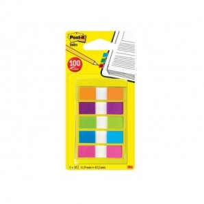 Segnapagina Q-Connect neon 12x43 mm 4 colori trasparenti blister 4  blocchetti da 35 - KF03631