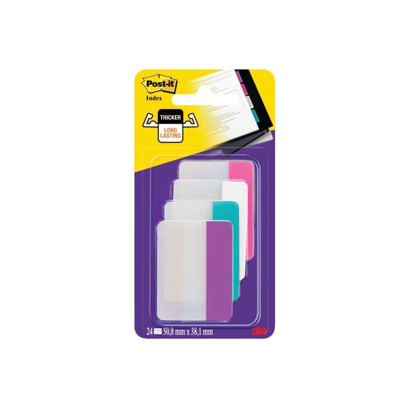 Segnapagina removibili Post-it® Index Strong bordi assortiti per cassettiera 4 blocchetti da 6 - 686-PWAV-EU