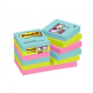 Foglietti riposizionabili Post-it® Super Sticky Miami 47,6x47,6 mm Miami conf. 12 blocc. da 90 ff - 622-12SS-MIA_159968