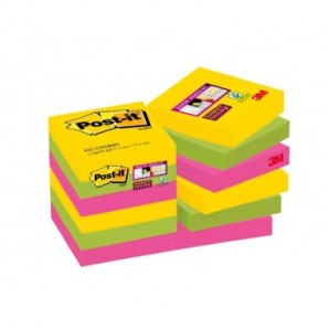 Foglietti riposizionabili Post-it® Super Sticky 47,6x47,6 mm Rio de Janeiro conf. 12 blocc. da 90 ff - 622-12SS-RIO_384204