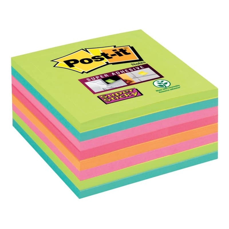 Foglietti Post-it® Super Sticky Notes a righe assortiti conf. 8 blocchetti da 45 ff - 654-8SS-RBW-EU