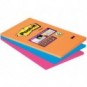 Foglietti Post-it® Super Sticky XXL Bangkok a righe assortiti conf. 3 blocchetti da 90 ff - 4690-SS3BGK-EU