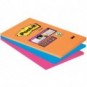 Foglietti Post-it® Super Sticky XXL Bangkok a righe assortiti conf. 3 blocchetti da 90 ff - 4690-SS3BGK-EU