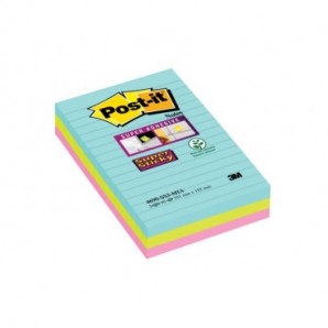 Foglietti Post-it® Super Sticky XXL Miami a righe assortiti conf. 3 blocchetti da 90 ff - 4690-SS3MIA_159975