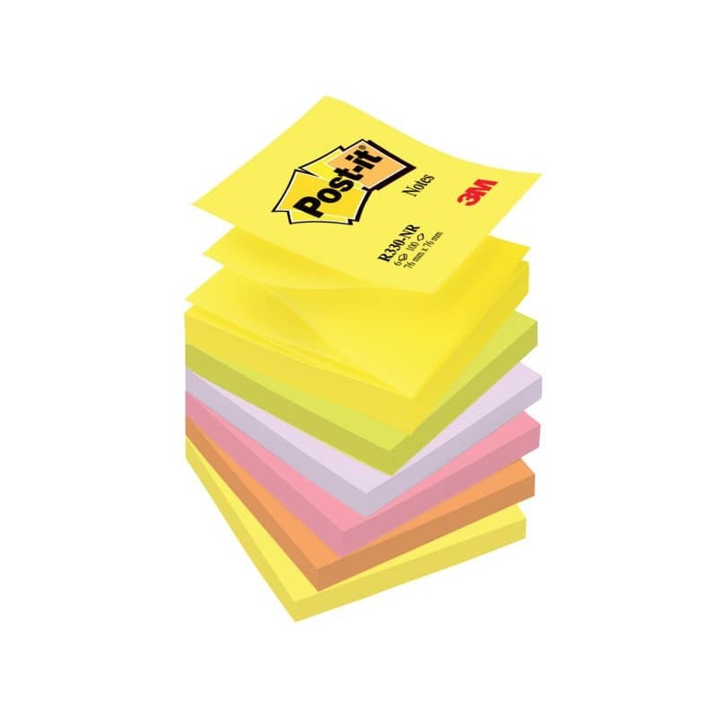 Foglietti colorati Post-it® Ricarica Z-Notes Super Sticky neon assortiti  cf. 6 blocchetti da
