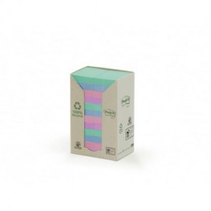 Foglietti Post-it® Notes in carta riciclata assortiti pastello conf. Torre da 24 blocchetti da 100 ff - 653-1RPT_766724