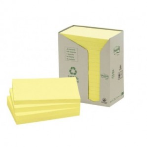 Foglietti Post-it® Notes Giallo 76x127mm carta riciclata torre da 16 blocchetti da 100 ff - 655-1T_766716