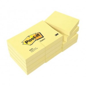 Foglietti riposizionabili classici Post-it® Notes 38x51 mm 100 ff Giallo Canary™ conf. da 12 - 653E_173081