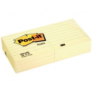 Foglietti Post-it® Notes a righe assortiti pastello conf. 6 blocchetti da 100 ff - 630.6PK_663125