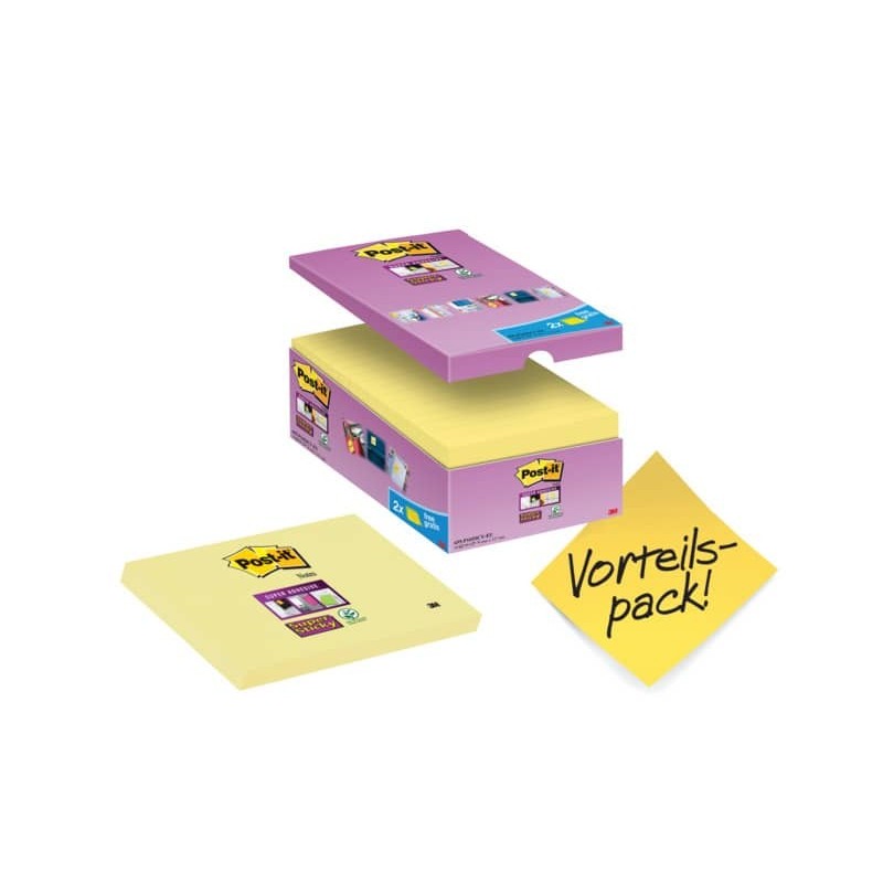 Foglietti Post-it® Notes Giallo Canary™ cf. 14 blocchetti + 2 gratis da 90 ff - 655-P16SSCY-EU_310354