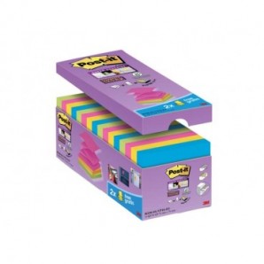 Foglietti Post-it® Super Sticky Z-notes assortiti conf. 14 blocchetti + 2 gratis da 100 ff - R330-SS-VP16-EU