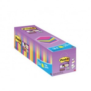 Foglietti Post-it® Super Sticky Notes assortiti neon conf. 21 blocchetti + 3 gratis da 90 ff - 654- P24SSCOL-EU_308919