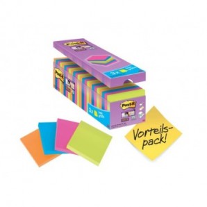 Foglietti Post-it® Super Sticky Notes assortiti neon conf. 21 blocchetti + 3 gratis da 90 ff - 654- P24SSCOL-EU_308919