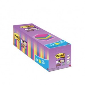 Foglietti Post-it® Super Sticky Notes assortiti neon conf. 21 blocchetti + 3 gratis da 90 ff - 654- P24SSCOL-EU_308919