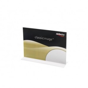 Portabrochure deflecto® A4 orizzontale in polistirolo con base a T trasparente 47701_018965