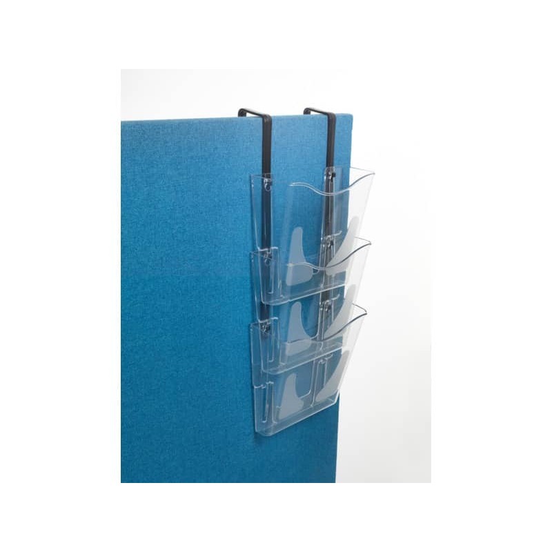 Vaschetta portadocumenti deflecto® A4 verticale in polistirene con bretelle di ancoraggio nere trasparente - CP081YTCRY_906012