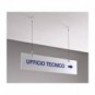 Targa sospesa in acrilico bisatinato 60x15 cm Tecnostyl con cavetti per fissaggio soffitto silver/bianco- TS6015_534171