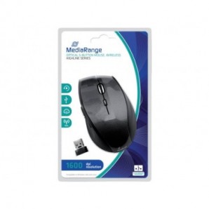 Mouse ottico Media Range 5 pulsanti, serie highline, wireless 1600 dpi carbonio/nero - MROS207