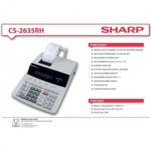 Calcolatrice professionale con funzione GT SHARP Velocità di stampa: 4,3 linee / secondo grigio - SH-CS2635RHGYSE