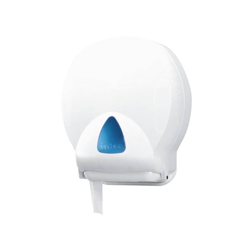 Distributore maxi di carta igienica jumbo QTS in ABS con capacità massima Ø 30 cm bianco con vetrino blu - IN-TO1/WS