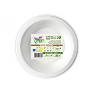 Scodelle monouso biodegradabili Dopla Green 400 ml polpa di cellulosa bianco conf.50 - 7707
