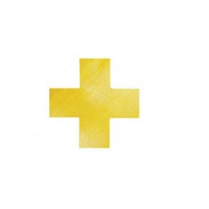 Segnaletica da pavimento forma \\"croce\\" DURABLE RAL 1003 giallo 150x0,7x150mm conf. 10 - 170104