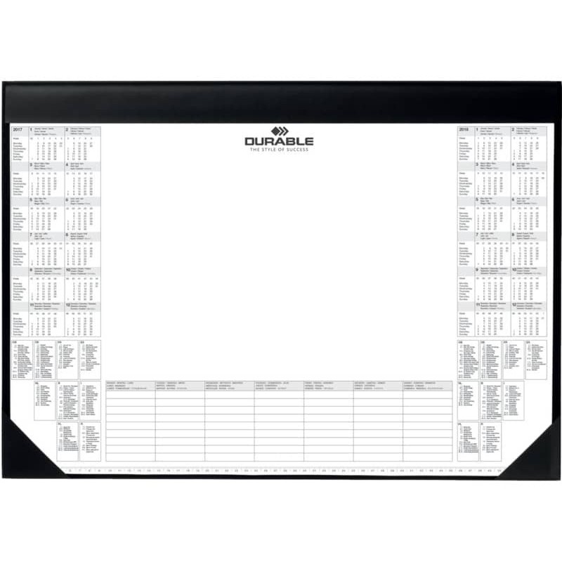 Sottomano DURABLE con calendario 2 anni pvc morbido nero 59x42 cm 729101_131280