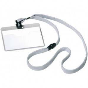 Portanomi DURABLE tasca aperta con cordoncino trasparente/grigio inserto 60x90mm conf. 10 - 813910_161459