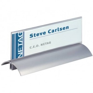Portanomi da tavolo DURABLE DELUXE argento/trasparente inserto 61x210mm conf. 2 - 820219_417581